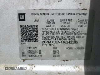 2018 Chevrolet Equinox LT z VIN 2GNAXJEV4J6242185, wystawiony jako Copart lot #53604795 z przebiegiem 146 394 mil mil oraz Szkoda całkowita • Salvage title. Historia ofert i sprzedaży dostępna na DreamBid. Obrazek 15.