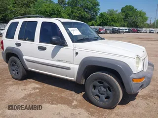 2003 Jeep Liberty Sport with VIN 1J4GK48K33W512868, listed as a IAAI auction lot 41986758 with 189,473 mi miles and . Bid and sale history available at DreamBid. Image 1.
