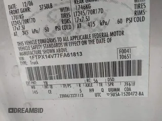 2007 Ford F-150 XLT с VIN 1FTPX14V77FA61813, выставлен на аукционе IAAI как лот 42034381 с пробегом 196 245 миль миль и . История ставок и продаж доступна на DreamBid. Изображение 9.