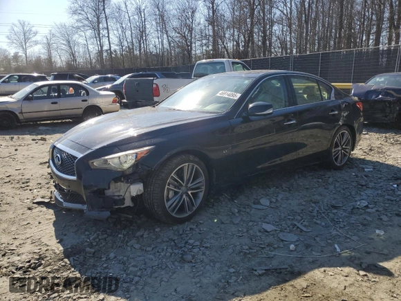 2014 Infiniti Q50 Premium with VIN JN1BV7AR2EM689221, listed as a Copart auction lot 46914095 with 113,015 mi miles and Salvage Title. Bid and sale history available at carsss.com. Image 1.