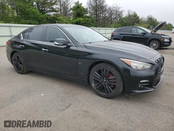 2014 Infiniti Q50 Premium with VIN JN1BV7AP8EM684524, listed as a Copart auction lot 59286115 with 105,107 mi miles and Salvage title. Bid and sale history available at DreamBid. Image 4.
