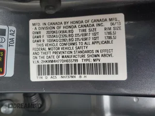 2013 Honda CR-V EX-L with VIN 2HKRM4H77DH655799, listed as a Copart auction lot 48250205 with Not Provided miles and Salvage Title. Bid and sale history available at carsss.com. Image 14.