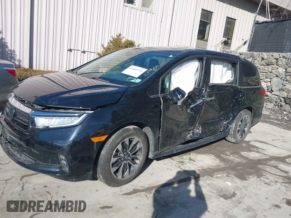 2024 Honda Odyssey EX-L with VIN 5FNRL6H68RB018609, listed as a IAAI auction lot 41660751 with 15,439 mi miles and . Bid and sale history available at DreamBid. Image 2.