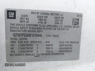 2014 GMC Savana Cargo Van with VIN 1GTW7FCA0E1915445, listed as a IAAI auction lot 41589958 with 279,942 mi miles. Bid and sale history available at carsss.com. Image 9.