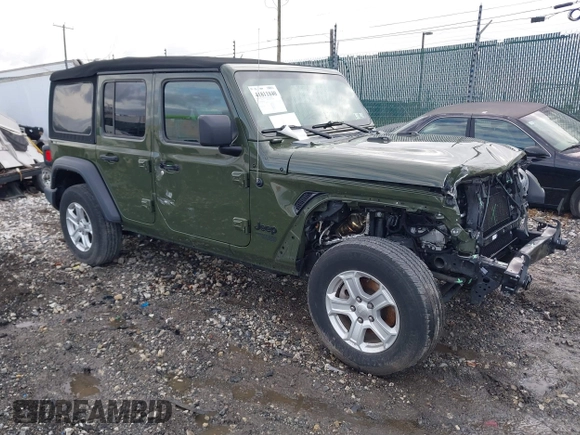 2021 Jeep Wrangler Unlimited Sport S with VIN 1C4HJXDG1MW836029, listed as a IAAI auction lot 41811840 with 34,992 mi miles. Bid and sale history available at carsss.com. Image 1.