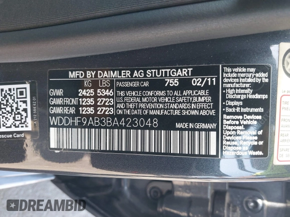 2011 Mercedes-Benz E 550 Luxury с VIN WDDHF9AB3BA423048, выставлен на аукционе IAAI как лот 42164692 с пробегом 79 823 миль миль и . История ставок и продаж доступна на DreamBid. Изображение 9.