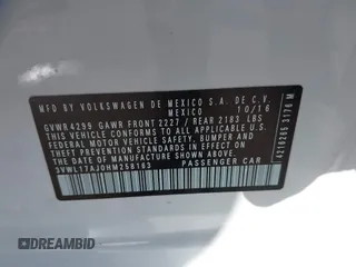 2017 Volkswagen Jetta SEL z VIN 3VWL17AJ0HM258163, wystawiony jako IAAI lot #41853477 z przebiegiem 48 243 mil mil oraz . Historia ofert i sprzedaży dostępna na DreamBid. Obrazek 9.