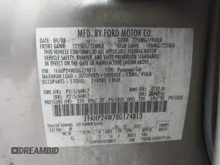 2008 Ford Taurus SEL z VIN 1FAHP24W78G174813, wystawiony jako IAAI lot #42482599 z przebiegiem 154 115 mil mil oraz . Historia ofert i sprzedaży dostępna na DreamBid. Obrazek 9.