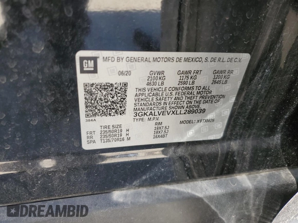 2020 GMC Terrain SLT with VIN 3GKALVEVXLL289039, listed as a Copart auction lot 50085445 with 85,910 mi miles and Salvage Title. Bid and sale history available at carsss.com. Image 13.