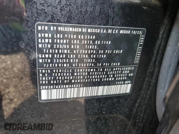 2024 Volkswagen Tiguan SE с VIN 3VV3B7AX9RM046921, выставлен на аукционе Copart как лот 62069405 с пробегом 23 787 миль миль и Чистый • Clean title. История ставок и продаж доступна на DreamBid. Изображение 13.