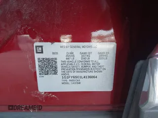 2020 Chevrolet Bolt EV LT z VIN 1G1FY6S01L4136064, wystawiony jako IAAI lot #41566555 z przebiegiem 52 995 mil mil oraz . Historia ofert i sprzedaży dostępna na DreamBid. Obrazek 9.