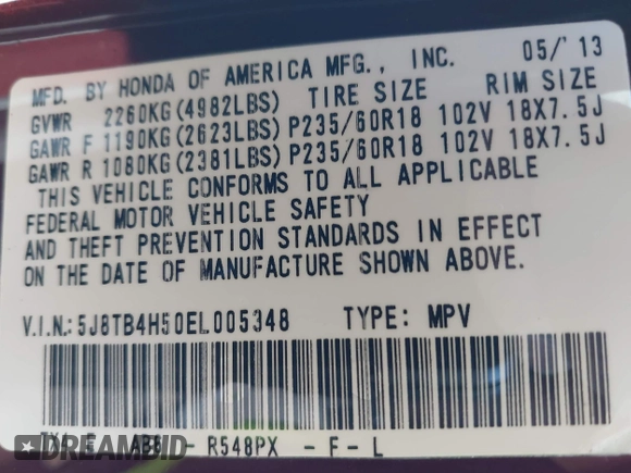 2014 Acura RDX Tech Pkg with VIN 5J8TB4H50EL005348, listed as a IAAI auction lot 41883118 with 118,638 mi miles. Bid and sale history available at carsss.com. Image 9.