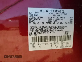 2015 Ford Edge Titanium z VIN 2FMTK3K80FBB76738, wystawiony jako Copart lot #56883875 z przebiegiem 66 197 mil mil oraz Szkoda całkowita • Salvage title. Historia ofert i sprzedaży dostępna na DreamBid. Obrazek 13.