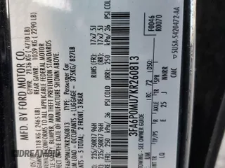 2019 Ford Fusion Hybrid SEL with VIN 3FA6P0MU7KR260813, listed as a Copart auction lot 73311492 with 70,783 mi miles. Bid and sale history available at carsss.com. Image 13.