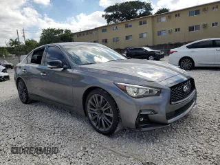 2023 Infiniti Q50 Red Sport 400 with VIN JN1FV7DP8PM570359, listed as a Copart auction lot 42814215 with 8,564 mi miles and Clean Title. Bid and sale history available at DreamBid. Image 4.