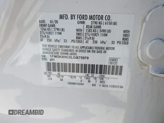 2020 Ford Explorer Platinum z VIN 1FM5K8HC2LGB75970, wystawiony jako IAAI lot #42369219 z przebiegiem 61 716 mil mil oraz . Historia ofert i sprzedaży dostępna na DreamBid. Obrazek 9.