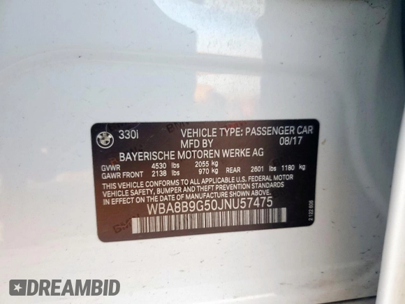 2018 BMW 3 Series 330i with VIN WBA8B9G50JNU57475, listed as a Copart auction lot 49146055 with 73,565 mi miles and Salvage Title. Bid and sale history available at carsss.com. Image 13.