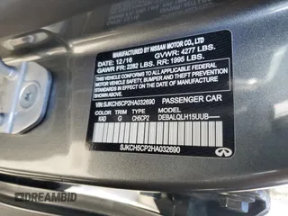 2017 Infiniti QX30 z VIN SJKCH5CP2HA032690, wystawiony jako Copart lot #51528025 z przebiegiem 79 455 mil mil oraz Szkoda całkowita • Salvage title. Historia ofert i sprzedaży dostępna na DreamBid. Obrazek 14.