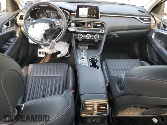 2021 Genesis G70 3.3T with VIN KMTG74LE9MU074297, listed as a Copart auction lot 65980464 with 14,491 mi miles and Salvage Title. Bid and sale history available at carsss.com. Image 8.