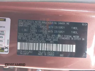 2024 Lexus RX 350 with VIN 2T2BAMCA5RC087894, listed as a IAAI auction lot 42022935 with 3,484 mi miles and . Bid and sale history available at DreamBid. Image 9.