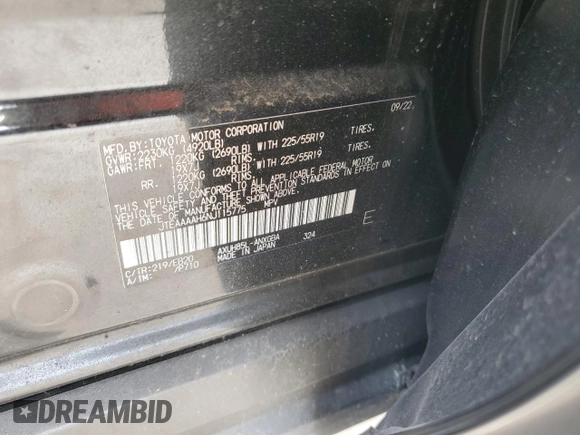 2022 Toyota Venza LE z VIN JTEAAAAH6NJ115775, wystawiony jako Copart lot #55834205 z przebiegiem 24 203 mil mil oraz Szkoda całkowita • Salvage title. Historia ofert i sprzedaży dostępna na DreamBid. Obrazek 13.