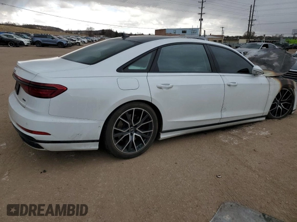 2020 Audi A8 L with VIN WAU8EAF83LN005169, listed as a Copart auction lot 46799864 with 0 mi miles and Salvage Title. Bid and sale history available at carsss.com. Image 3.