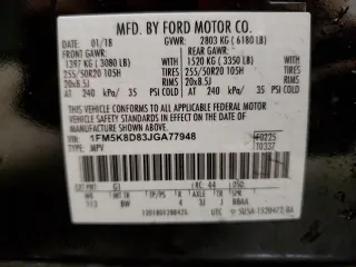 2018 Ford Explorer XLT with VIN 1FM5K8D83JGA77948, listed as a Copart auction lot 48333605 with 83,471 mi miles and Salvage Title. Bid and sale history available at carsss.com. Image 13.