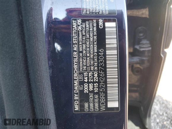 2006 Mercedes-Benz C 230 Sport с VIN WDBRF52H26F733046, выставлен на аукционе Copart как лот 60293425 с пробегом 63 258 миль миль и Списание • Salvage title. История ставок и продаж доступна на DreamBid. Изображение 12.