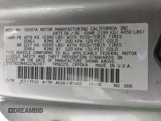 2006 Toyota Tacoma z VIN 5TETX22N46Z292287, wystawiony jako IAAI lot #41347129 z przebiegiem 121 483 mil mil oraz . Historia ofert i sprzedaży dostępna na DreamBid. Obrazek 9.