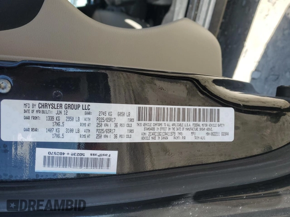 2012 Chrysler Town & Country Touring with VIN 2C4RC1BG1CR411979, listed as a Copart auction lot 52018685 with 75,874 mi miles and Clean Title. Bid and sale history available at carsss.com. Image 16.