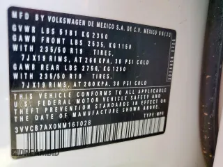 2022 Volkswagen Tiguan SE R-Line Black z VIN 3VVCB7AX0NM161028, wystawiony jako Copart lot #52976305 z przebiegiem 21 938 mil mil oraz Szkoda całkowita • Salvage title. Historia ofert i sprzedaży dostępna na DreamBid. Obrazek 14.