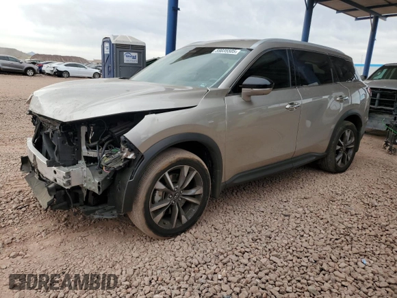 2023 Infiniti QX60 Luxe with VIN 5N1DL1FS1PC354203, listed as a Copart auction lot 59035505 with 16,630 mi miles and Salvage title. Bid and sale history available at DreamBid. Image 1.