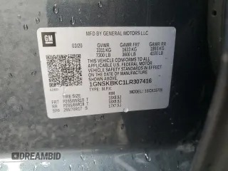2020 Chevrolet Tahoe LT с VIN 1GNSKBKC1LR307416, выставлен на аукционе Copart как лот 52000565 с пробегом 159 222 миль миль и Списание • Salvage title. История ставок и продаж доступна на DreamBid. Изображение 13.