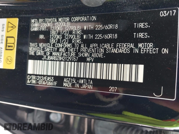 2017 Lexus NX 200t z VIN JTJBARBZ8H2129767, wystawiony jako IAAI lot #42420859 z przebiegiem 115 633 mil mil oraz . Historia ofert i sprzedaży dostępna na DreamBid. Obrazek 9.