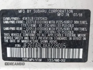 2019 Subaru Crosstrek с VIN JF2GTABCXK8228015, выставлен на аукционе IAAI как лот 41246712 с пробегом 70 106 миль миль и . История ставок и продаж доступна на DreamBid. Изображение 9.