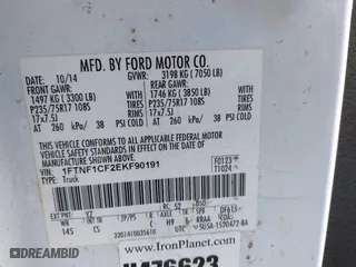 2014 Ford F-150 XL with VIN 1FTNF1CF2EKF90191, listed as a IAAI auction lot 41051891 with 125,850 mi miles. Bid and sale history available at carsss.com. Image 9.