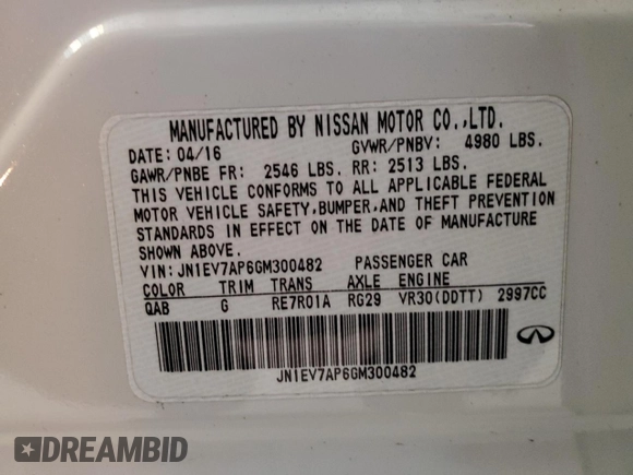 2016 Infiniti Q50 3.0t Premium with VIN JN1EV7AP6GM300482, listed as a Copart auction lot 49346165 with 60,743 mi miles and Salvage Title. Bid and sale history available at carsss.com. Image 13.