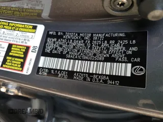 2022 Lexus ES 300h Luxury with VIN 58AEA1C19NU025089, listed as a Copart auction lot 80457754 with 28,552 mi miles and Salvage title. Bid and sale history available at DreamBid. Image 14.