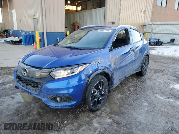 2022 Honda HR-V Sport with VIN 3CZRU6H15NM775064, listed as a Copart auction lot 88427535 with 37,959 mi miles and Salvage Title. Bid and sale history available at carsss.com. Image 1.