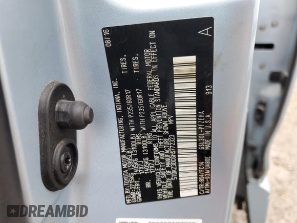 2017 Toyota Sienna LE Auto Access Seat with VIN 5TDKZ3DC6HS772323, listed as a Copart auction lot 45674485 with 50,613 mi miles and Salvage Title. Bid and sale history available at carsss.com. Image 14.