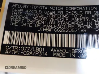 2014 Lexus ES 300h with VIN JTHBW1GG2E2067189, listed as a IAAI auction lot 42404843 with 182,798 mi miles and . Bid and sale history available at DreamBid. Image 9.