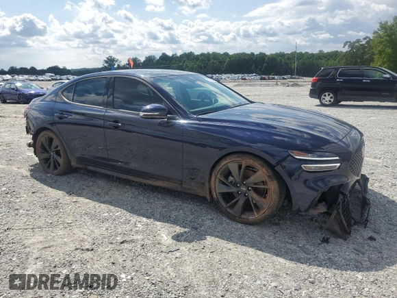 2023 Genesis G70 2.0T with VIN KMTG34TA8PU127827, listed as a Copart auction lot 59662305 with 6,310 mi miles and Salvage title. Bid and sale history available at DreamBid. Image 4.