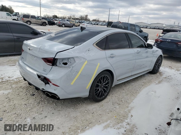 2020 Genesis G80 Sport with VIN KMTFN4JB8LU337890, listed as a Copart auction lot 88788385 with 37,332 mi miles and Salvage title. Bid and sale history available at DreamBid. Image 3.