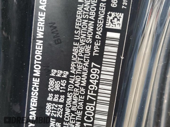 2020 BMW 2 Series 230i xDrive with VIN WBA2K1C08L7F94997, listed as a Copart auction lot 43188415 with 64,545 mi miles and Salvage Title. Bid and sale history available at carsss.com. Image 14.