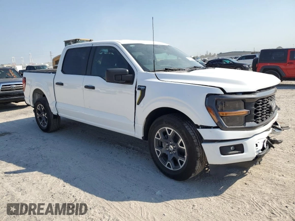 2024 Ford F-150 STX with VIN 1FTEW2K57RKD19468, listed as a Copart auction lot 73657674 with 5,055 mi miles and Salvage Title. Bid and sale history available at carsss.com. Image 4.