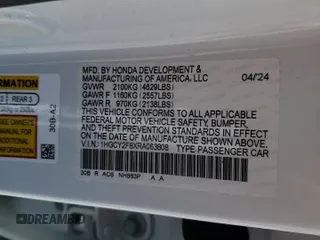 2024 Honda Accord Touring с VIN 1HGCY2F8XRA063808, выставлен на аукционе Copart как лот 52920665 с пробегом 7 813 миль миль и Списание • Salvage title. История ставок и продаж доступна на DreamBid. Изображение 12.