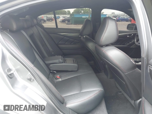 2021 Infiniti Q50 Red Sport 400 with VIN JN1FV7DR2MM880505, listed as a IAAI auction lot 42377058 with 59,618 mi miles and . Bid and sale history available at DreamBid. Image 8.
