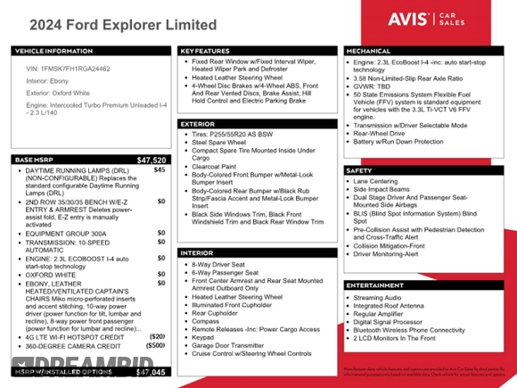 2024 Ford Explorer Limited with VIN 1FMSK7FH1RGA24462, listed as a Copart auction lot 49630855 with 13,995 mi miles and Non Repairable. Bid and sale history available at carsss.com. Image 13.