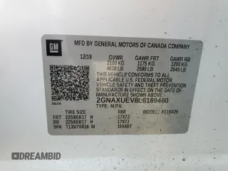 2020 Chevrolet Equinox LT with VIN 2GNAXUEV8L6189480, listed as a Copart auction lot 48787435 with 109,850 mi miles and Salvage Title. Bid and sale history available at DreamBid. Image 12.