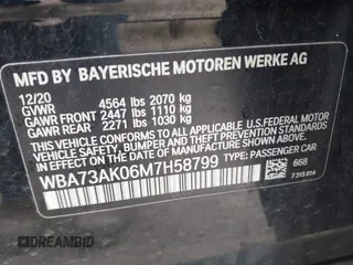 2021 BMW 2 Series 228i xDrive with VIN WBA73AK06M7H58799, listed as a IAAI auction lot 42172057 with 71,412 mi miles and . Bid and sale history available at DreamBid. Image 9.